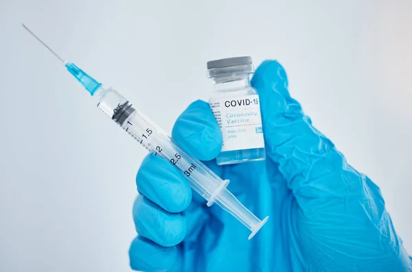 Vaccino Medico Mano Covd Siringa Medicina Salute Sicurezza Protezione Dal — Foto Stock