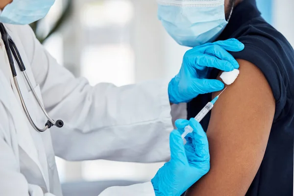 Vacuna Covid Inyección Médico Con Paciente Para Consulta Médica Servicio — Foto de Stock