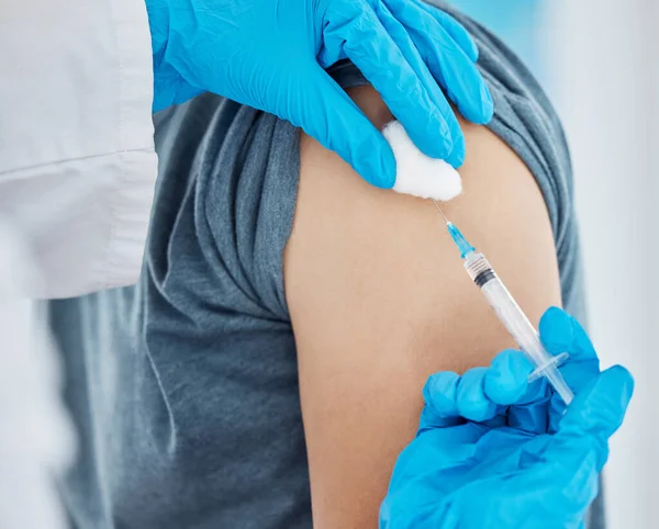 Medicina Ago Paziente Che Ricevono Vaccino Covid Dall Infermiere Presso — Foto Stock