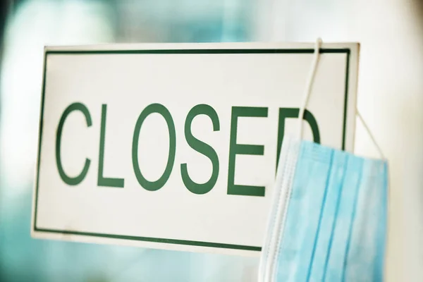 Zamknięty Znak Biznes Covid Tle Kryzysu Sklepie Sklep Firmy Podczas — Zdjęcie stockowe