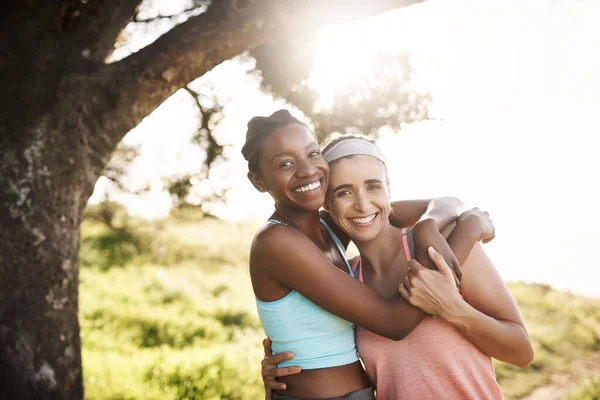 Support Each Other Friends Should Two Friends Out Exercising Together — Stock Photo, Image