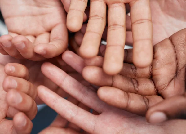 Diversidade Mãos Comunidade Com Amigos Confiança Apoio Com Igualdade Amor — Fotografia de Stock