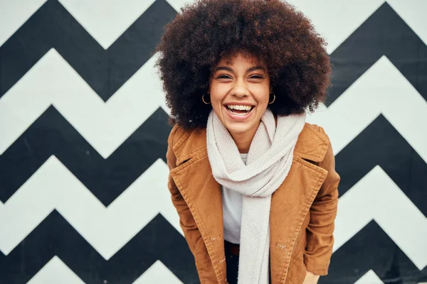 Mujer Negra Afro Fondo Moda Feliz Sonrisa Para Belleza Cuidado — Foto de Stock