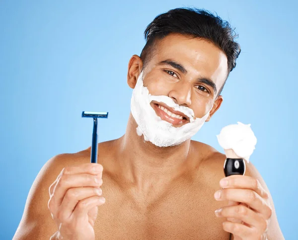 Homem Navalha Creme Para Barbear Cuidados Com Pele Preparação Tratamento — Fotografia de Stock