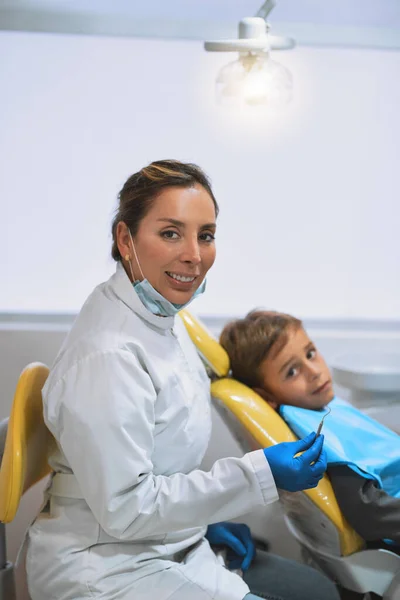 Thats All Took Portrait Confident Young Female Dentist Giving Her — Stock Photo, Image