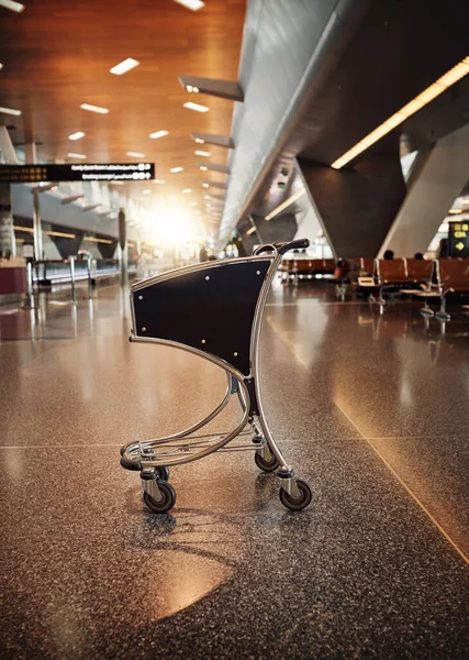 Частина Подорожі Борт Повнометражний Знімок Порожнього Візка Аеропорту — стокове фото