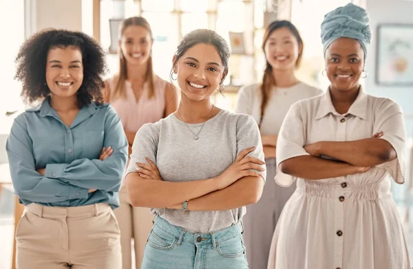 Empoderamiento Las Mujeres Retrato Diversidad Los Empresarios Colaboración Motivación Compromiso — Foto de Stock