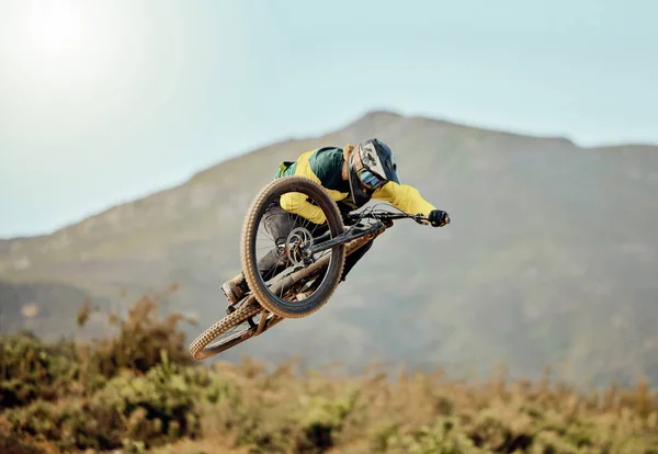 Sport Mountain Bike Fitness Air Trick Testmozgás Kaland Szabadban Fiatal — Stock Fotó