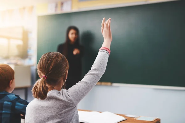 Zal Vragen Beantwoorden Basisschoolkinderen Die Hun Handen Opsteken Vragen Stellen — Stockfoto