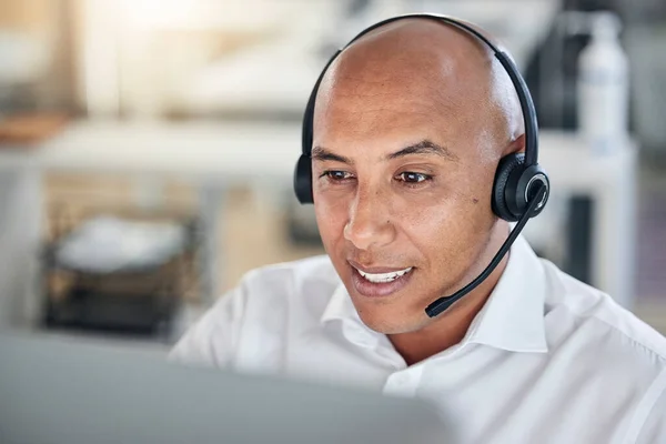 Call Center Zakenman Glimlach Voor Consulting Telemarketing Customer Support Advies — Stockfoto