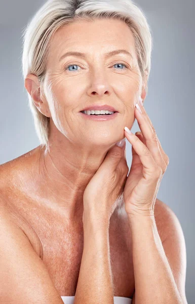 Schoonheid Huid Huidverzorging Met Vrouw Aging Portret Gezichtsbehandeling Natuurlijke Cosmetica — Stockfoto