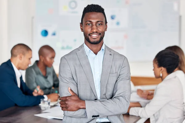 Leiderschap Ontmoeting Planning Met Een Zwarte Man Zijn Business Team — Stockfoto