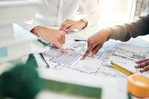 Plan Projekt Ręce Architektów Planujących Budowę Strategię Ideę Architektoniczną Ilustracja — Zdjęcie stockowe