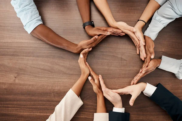 People Hands Circle Business Diversity Banner Global Recruitment Marketing Table — Stock Photo, Image