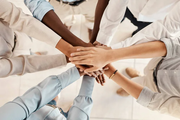 Group Hands Stack Support Business Team Motivation Solidarity Together Office — Stock Photo, Image