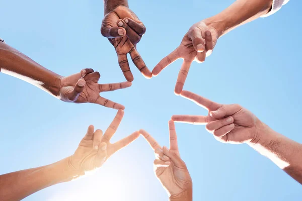 Estrela Mãos Equipe Solidariedade Paz Com Diversidade Colaboração Comunitária Com — Fotografia de Stock