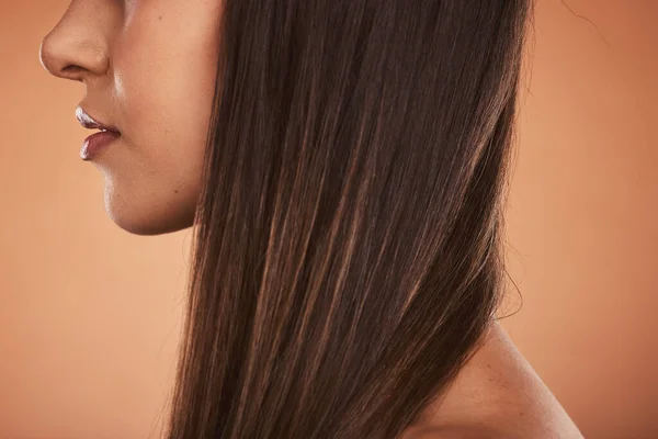 Haarpflege Wachstum Und Frau Mit Schönheit Wohlbefinden Und Gesundheit Vor — Stockfoto