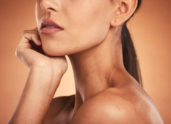 Belleza Cuidado Piel Salud Boca Labios Cuerpo Mujer Utilizando Dermatología —  Fotos de Stock
