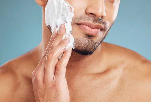Shaving Cream Skincare Skin Grooming Black Man Busy Beauty Facial — Stock Photo, Image