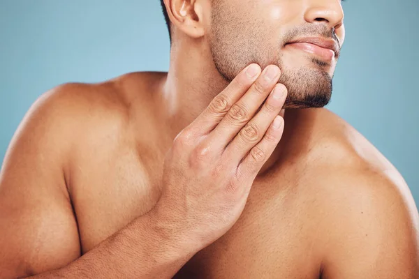Mann Bartpflege Und Hände Gesicht Nach Der Pflege Frische Und — Stockfoto