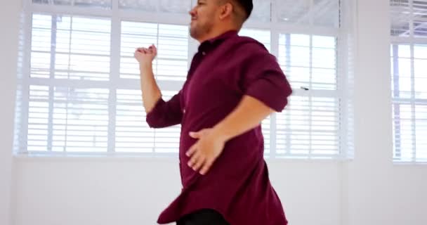Salsa Taniec Człowiek Wykonujący Taniec Latynoski Muzyki Studio Dla Pasji — Wideo stockowe