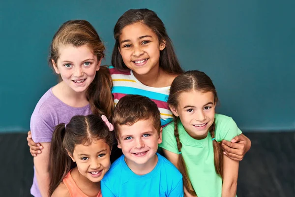 Being Kid All Fun All Time Studio Portrait Diverse Group — Stock Photo, Image