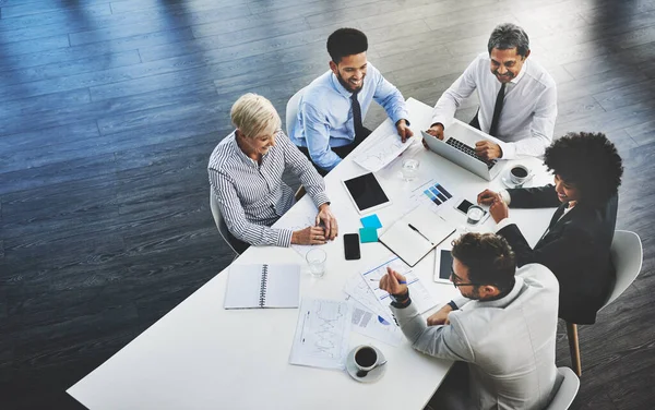 Buscando Grande Sucesso Juntos Grupo Empresários Que Têm Uma Reunião — Fotografia de Stock