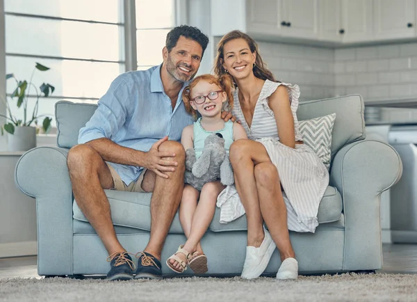 Sorriso Ritratto Famiglia Felice Amano Rilassarsi Insieme Una Casa Positiva — Foto Stock