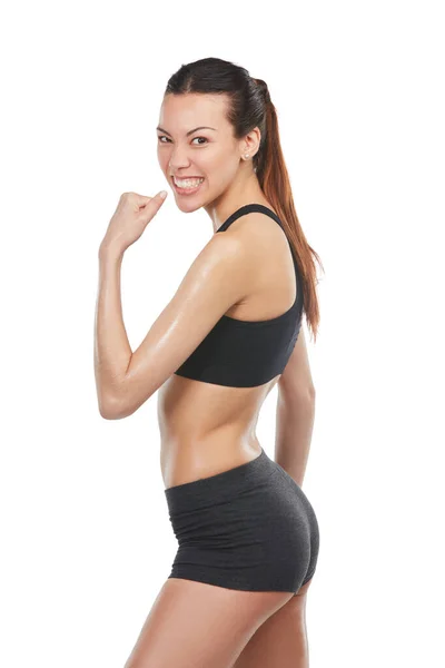 Careful Its Loaded Cropped Portrait Fit Young Woman Flexing Sportswear — Stock Photo, Image
