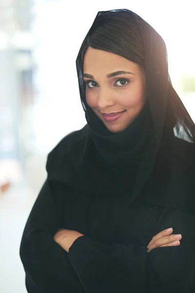 Jsem Abych Dosáhl Svých Ambiciózních Cílů Portrét Sebevědomé Mladé Muslimské — Stock fotografie