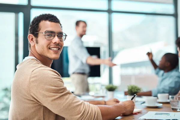 Future Career Here Looks Promising Portrait Young Designer Sitting Office — Stock Photo, Image