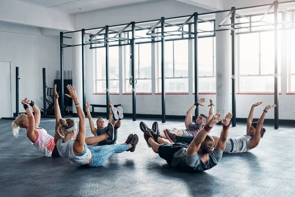 Were All Here One Thing Fitness Accountability Working Out While — Stock Photo, Image