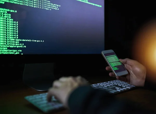 Geen Code Onkraakbaar Een Onidentificeerbare Computer Hacker Met Behulp Van — Stockfoto