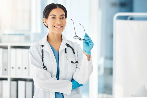 Médico Investigación Mujer Empleado Laboratorio Listo Para Trabajo Ciencia Hospital — Foto de Stock