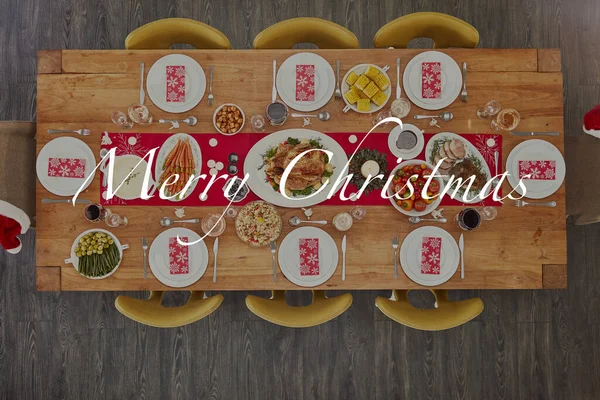 All I want for Christmas is good food. High angle shot of a dining table with a text overlay