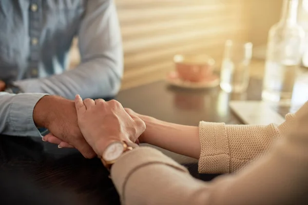 You Truly Mean World Affectionate Young Couple Holding Hands While — Stock Photo, Image