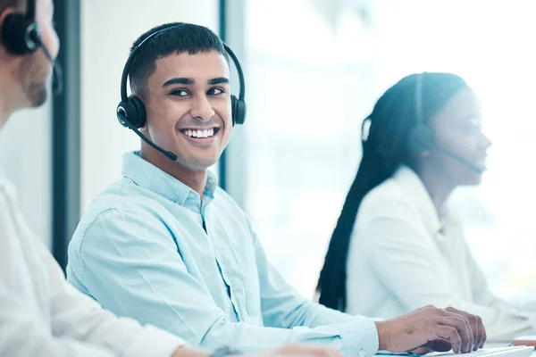 Zakelijke Mannen Zwarte Vrouw Call Center Teamwork Customer Support Contact — Stockfoto