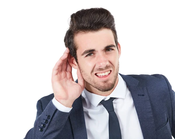 stock image Your opinion wont cut my pay check. Studio shot of a young businessman isolated on white