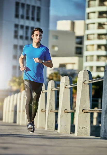 stock image Running is a great way to increase your overall health. a sporty young man out for a run