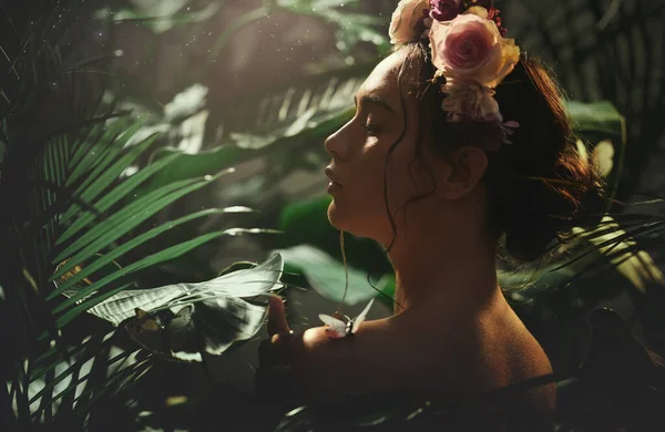 Bőrápolás Természet Dzsungelben Szépség Zen Wellness Takarítás Virág Kozmetikai Levél — Stock Fotó
