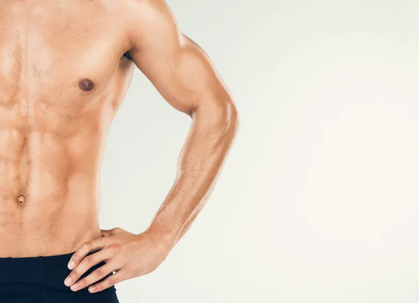 Musculoso Hombre Aptitud Estudio Zoom Para Salud Bienestar Músculo Fondo —  Fotos de Stock