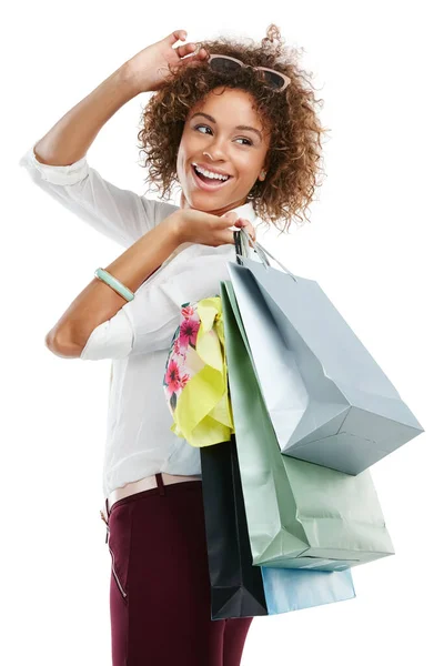 Alışverişi Aklından Bile Geçirme Beyaz Bir Arka Planda Alışveriş Torbaları — Stok fotoğraf