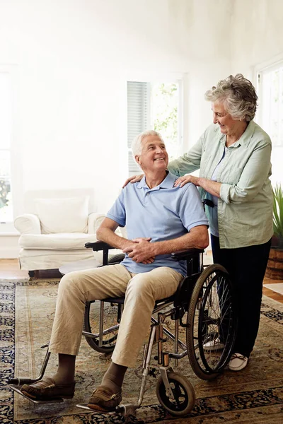 Theyll Always Take Care Each Other Smiling Senior Man Wheelchair — Stock Photo, Image