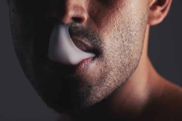 Rök Svart Man Och Ansikte Marijuana Med Cancer Medvetenhet Och — Stockfoto