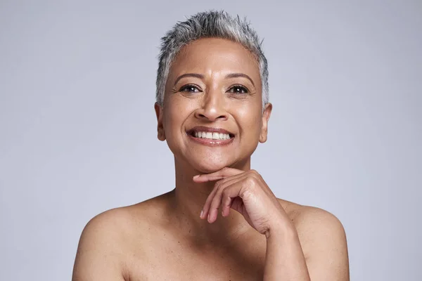 Belleza Cuidado Piel Retrato Mujer Mayor Para Facial Maquillaje Botox —  Fotos de Stock