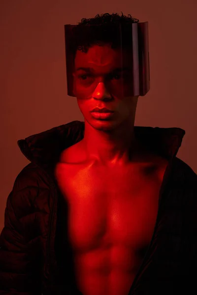 Fajny Cyberpunk Człowiek Okularach Futurystyczny Styl Modę Kreatywne Wzornictwo Cyfrowe — Zdjęcie stockowe