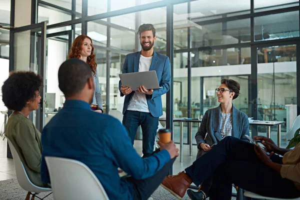 Business Collaborations Group Creatives Having Meeting Modern Office — Stock Photo, Image