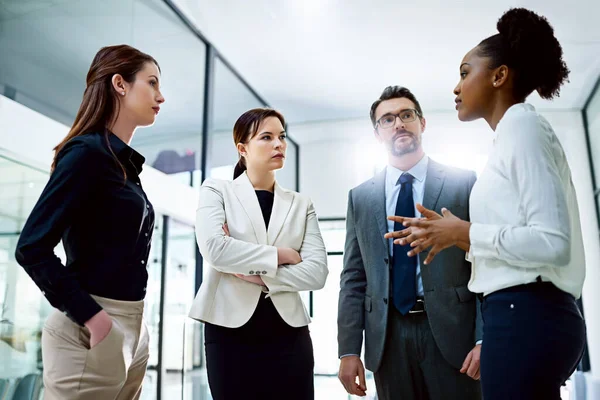 Weve Reached Critical Juncture Our Plan Group Businesspeople Having Serious — Stock Photo, Image