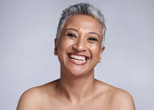 Beauty Skincare Portrait Senior Woman Studio Healthy Glow Natural Cosmetics — Stock Photo, Image