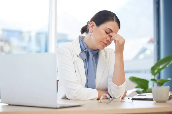 Estresse Burnout Cuidados Saúde Com Uma Mulher Médica Que Sofre — Fotografia de Stock